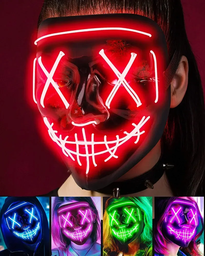 Led Purge Mask Halloween - قناع تنقية النيون لمهرجان الموسيقى اللاسلكي،