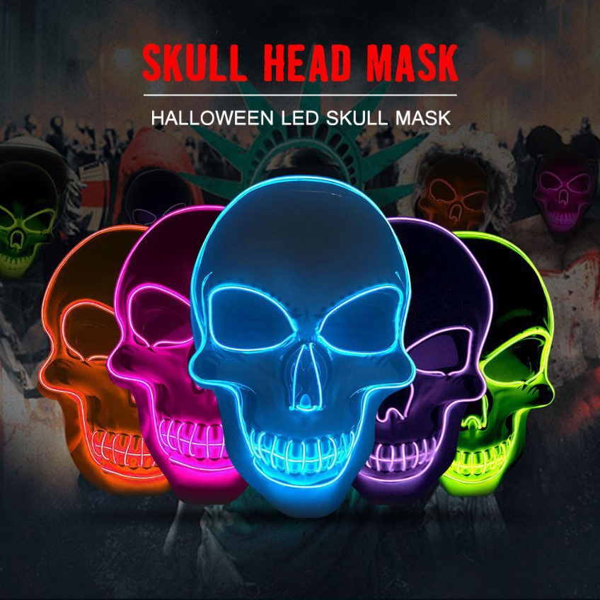Led Purge Mask Halloween - قناع جمجمة مرعب للهالوين، قناع بإضاءة