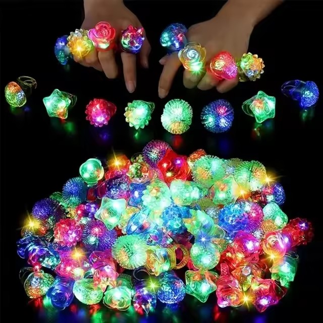 10 قطع من الخواتم المضيئة LED، - مراجعة Glow In The Dark Party Glasses وسعره